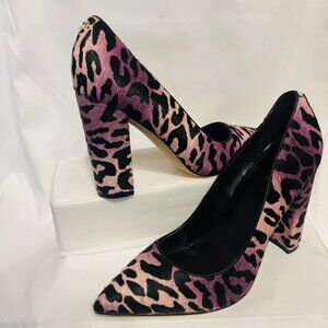 Guess Abagail Y2 Dark Purple/Black Real Calf Fur Animal Print Hide-Leather-Sz. 9
